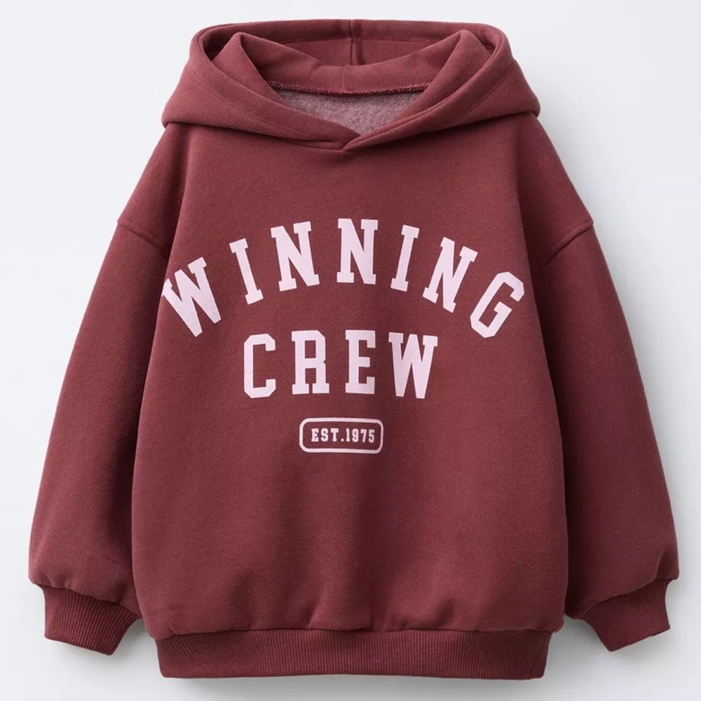 Zara Kids Burgundy Winning Crew Hoodie